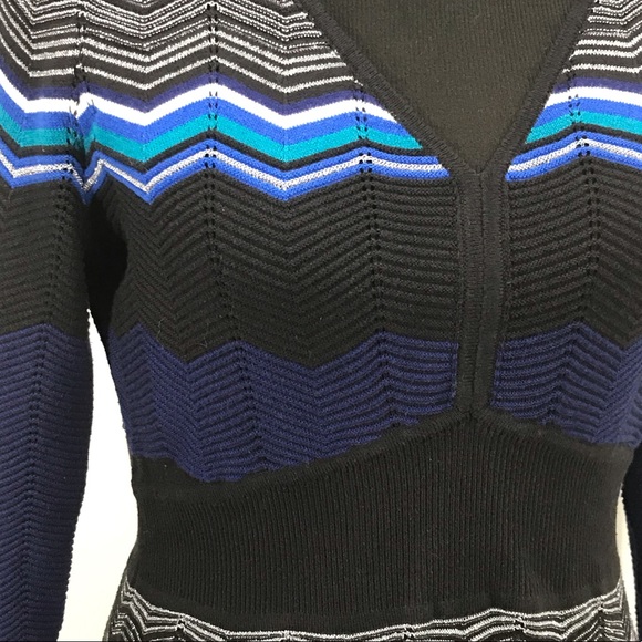 a.n.a Chevron Pattern Knit Sweater Dress Black Size Medium - Picture 3 of 6